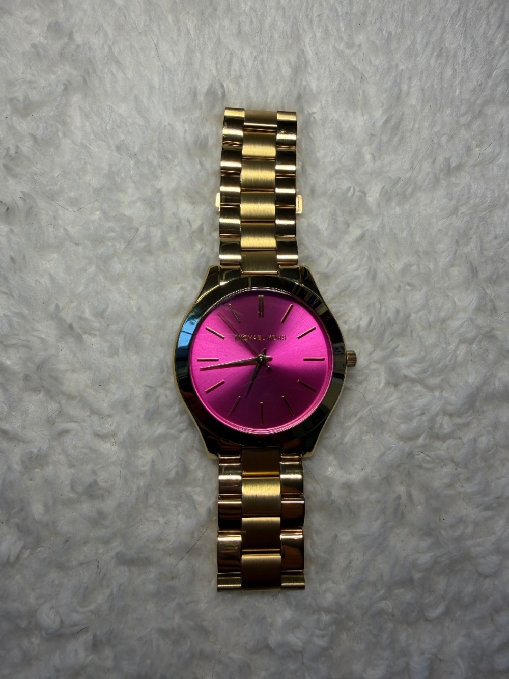 Michael Kors Gold Tone Watch with Pink Dial